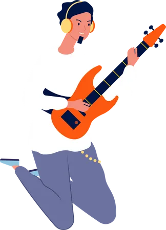 Homme jouant de la guitare rock  Illustration