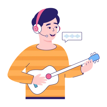 Homme jouant de la guitare sur un podcast  Illustration