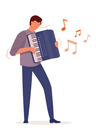 Homme jouant de l'accordéon  Illustration