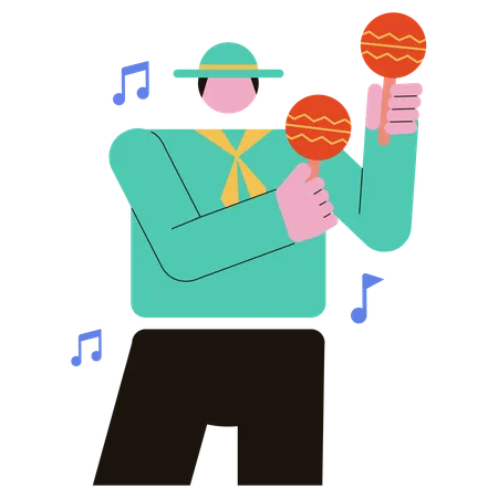 Homme jouant de l'instrument Maracas  Illustration