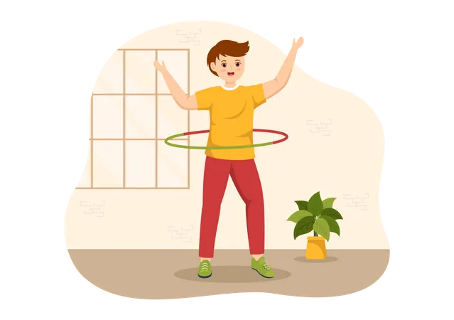 Homme jouant au Hula Hoop  Illustration