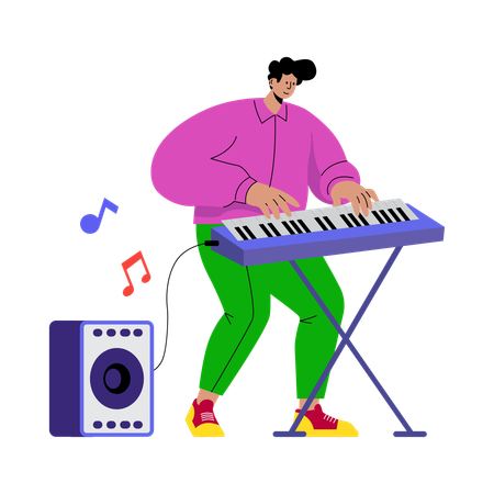 Homme jouant du piano  Illustration