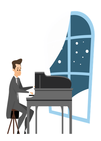 Homme jouant du piano  Illustration