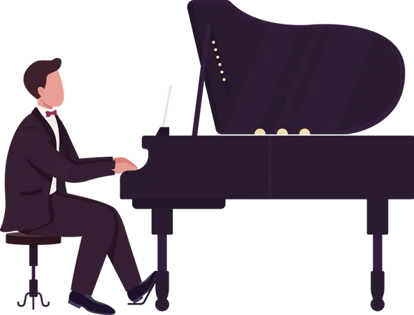 Homme jouant du piano à queue  Illustration