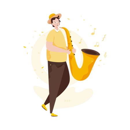 Homme jouant du saxophone  Illustration