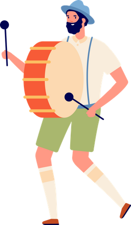 Homme jouant du tambour  Illustration
