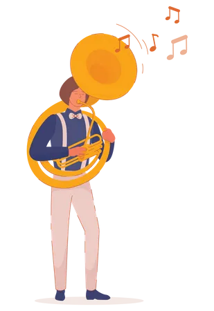 Homme jouant du trombone  Illustration