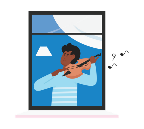 Homme jouant du violon  Illustration