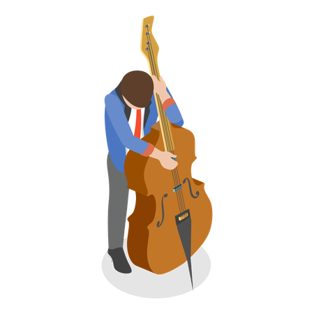 Homme jouant du violon dans un groupe de jazz  Illustration