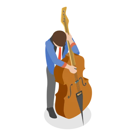 Homme jouant du violon dans un groupe de jazz  Illustration