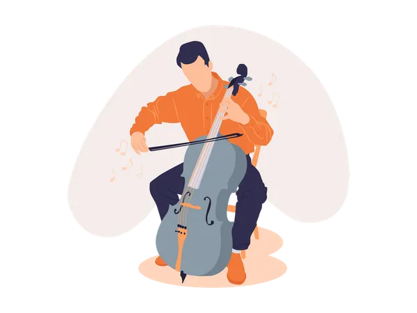 Homme jouant du violoncelle  Illustration