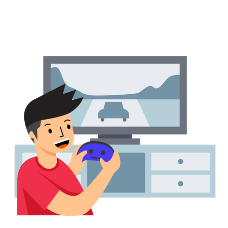 Homme jouant à un jeu de console  Illustration