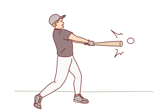 Un homme joue au baseball  Illustration