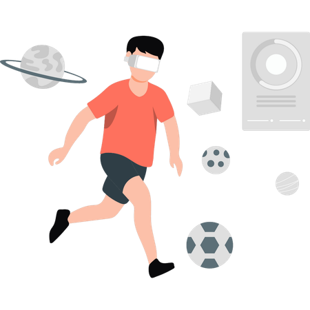 L'homme joue au football  Illustration