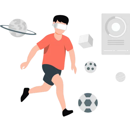 L'homme joue au football  Illustration