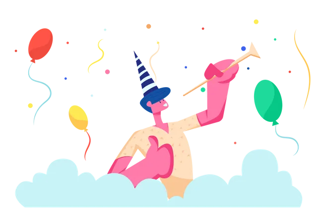 Homme joyeux à la fête d'anniversaire  Illustration