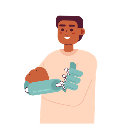 Homme joyeux avec prothèse de membre artificiel  Illustration