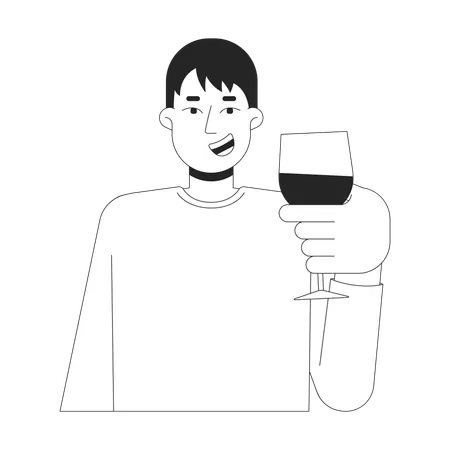 Homme joyeux trinquant avec un verre de vin  Illustration