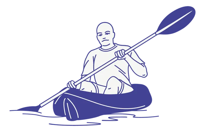 Homme faisant du kayak  Illustration