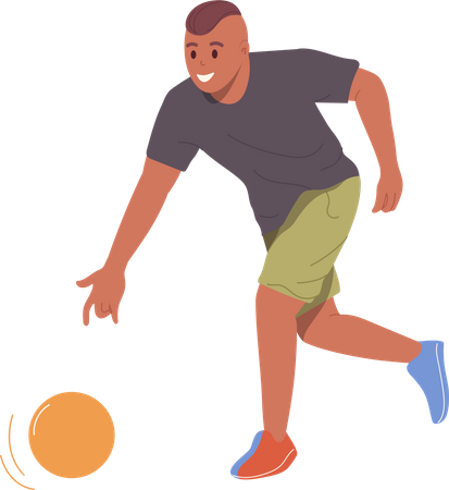 Homme jetant une boule de bowling  Illustration