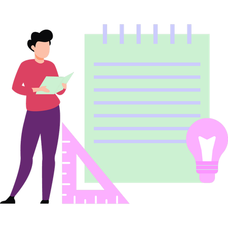 Homme lisant du papier  Illustration
