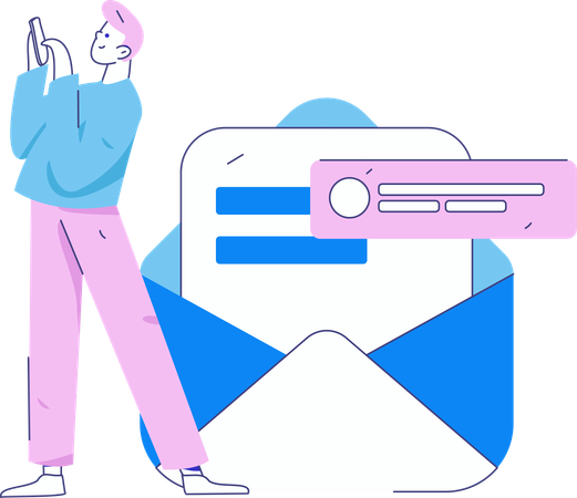 Homme lisant un email  Illustration