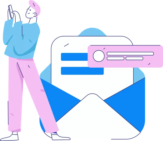 Homme lisant un email  Illustration