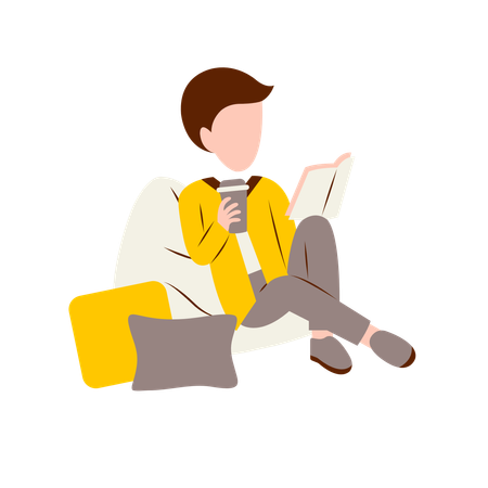 Homme lisant un livre  Illustration