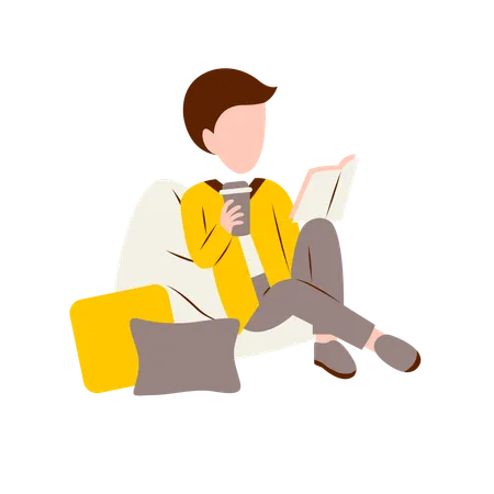 Homme lisant un livre  Illustration