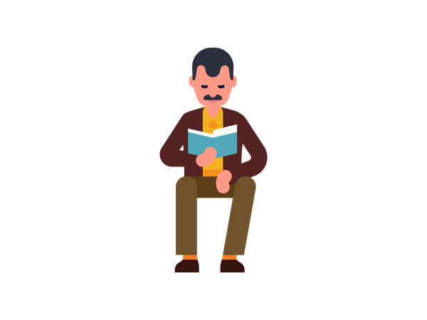 Homme lisant un livre  Illustration