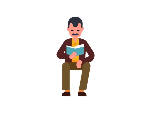 Homme lisant un livre  Illustration