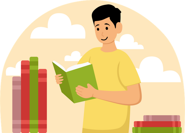 Homme lisant un livre  Illustration