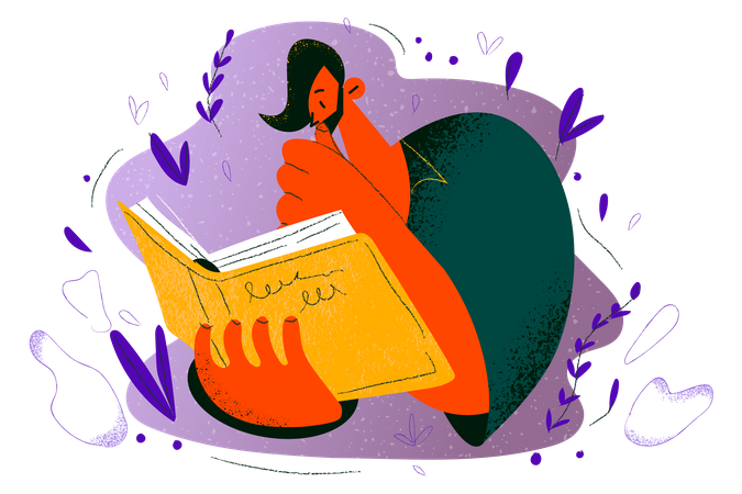 Homme lisant un livre  Illustration