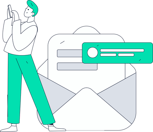 Homme lisant un email  Illustration