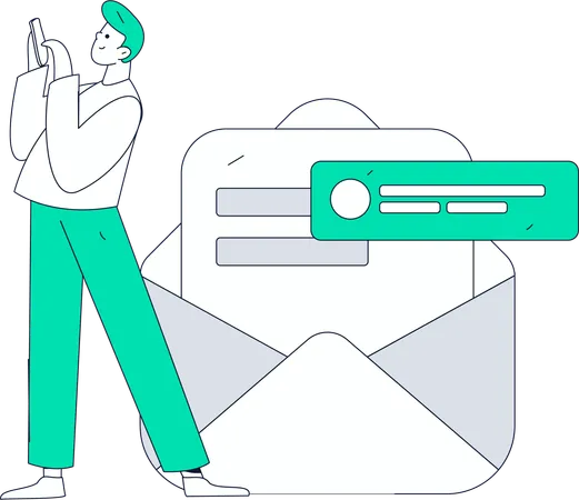 Homme lisant un email  Illustration