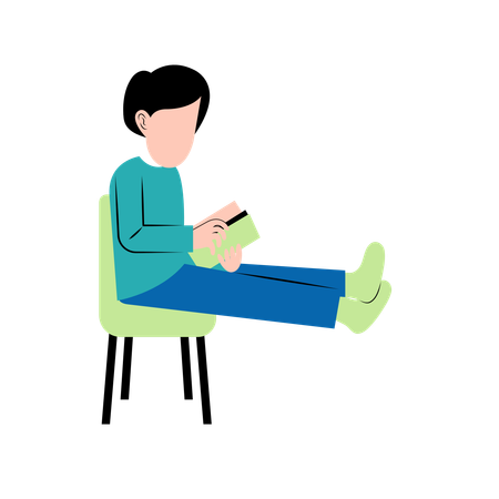 Homme lisant un livre sur une chaise  Illustration