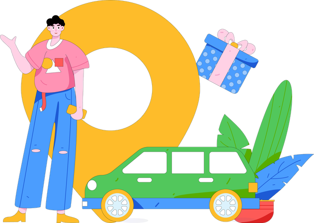 Un homme réserve un taxi à partir d'une application en ligne  Illustration