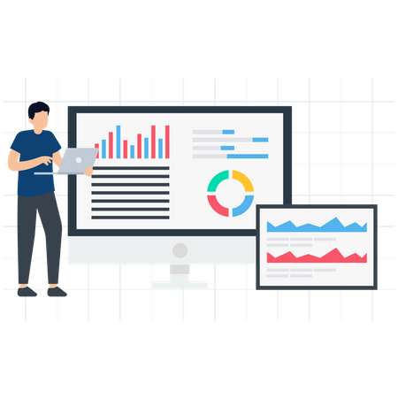 Homme faisant une présentation d'entreprise  Illustration