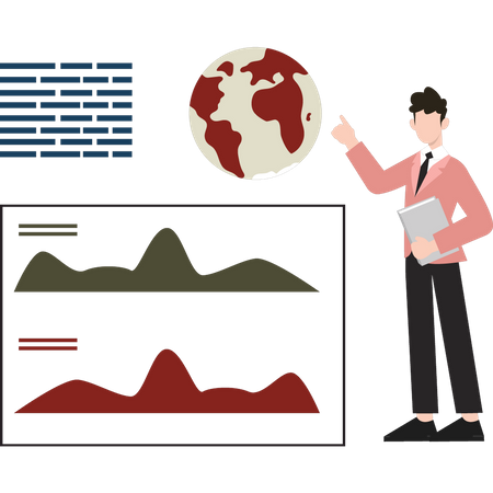 Homme faisant une présentation d'entreprise  Illustration