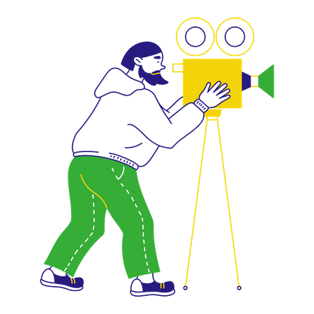 Homme faisant un film devant la caméra  Illustration