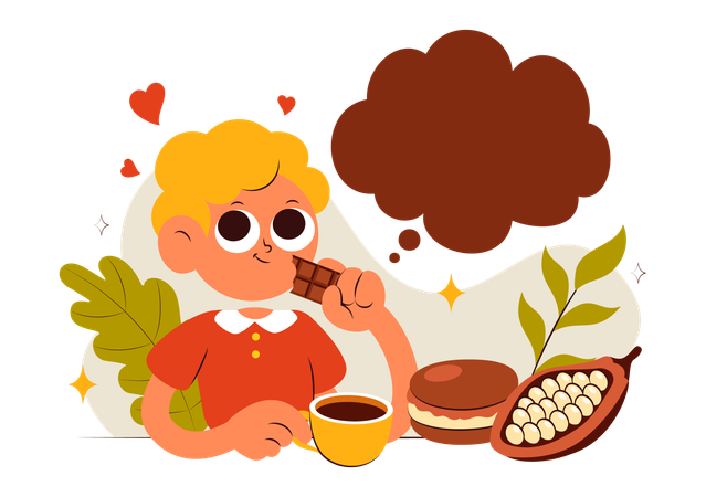 Un homme mange du chocolat lors de la Journée mondiale du chocolat  Illustration