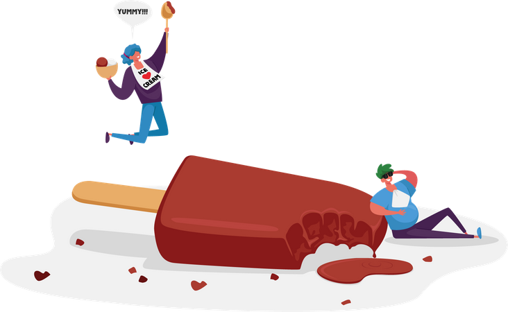 Homme mangeant une barre de glace  Illustration
