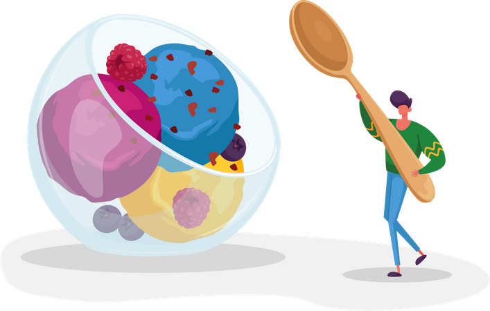 Homme mangeant une glace  Illustration