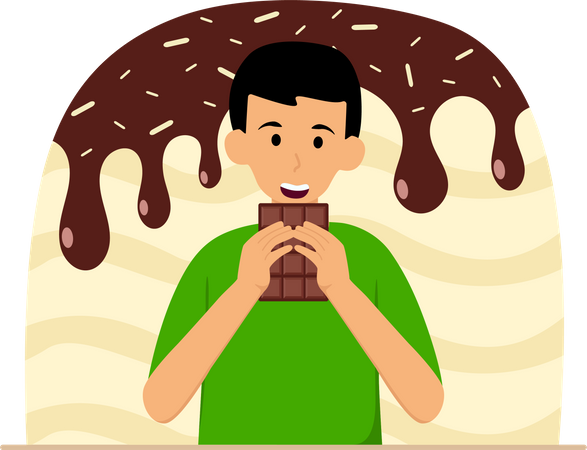 Homme mangeant du chocolat  Illustration