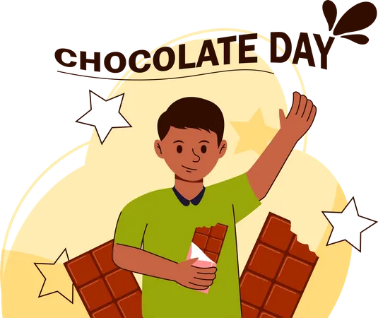 Homme mangeant du chocolat  Illustration