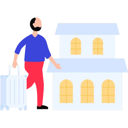 Homme qui marche avec une valise  Illustration