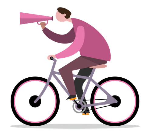 Homme marketing sur vélo  Illustration