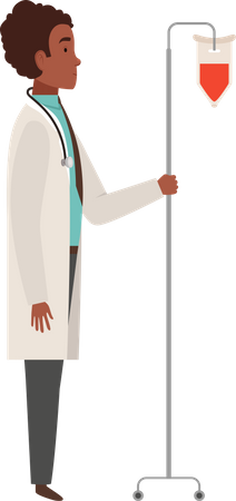 Médecin de sexe masculin avec perfusion IV  Illustration