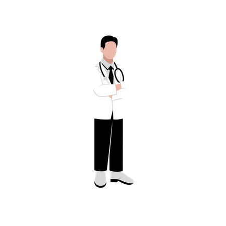 Médecin de sexe masculin debout avec les mains jointes  Illustration