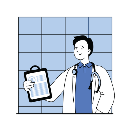 Médecin masculin tenant une ordonnance  Illustration